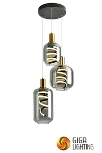 NEUE Original-Designer-LED-Pendelleuchte aus Rauchglas mit Aluminiumarmen, Kronleuchter-Deko 