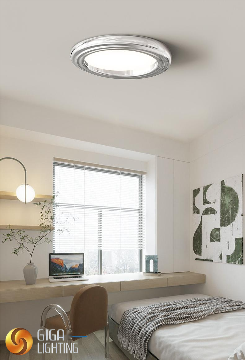 Bauhaus Schlafzimmerlampe Premium Sense Designer Silber Arbeitszimmer Wohnzimmer Vollspektrum Augenschutz Runde LED Deckenleuchten