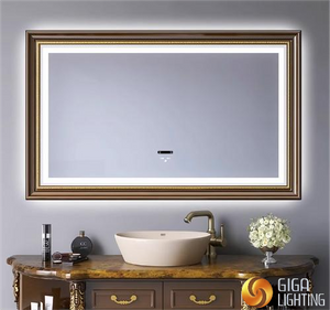 Smarter Badezimmerspiegel mit IP44-LED-Rahmen, Touchscreen, beschlagfrei, mit Lichtern, dekorativer Waschraum-LED-Spiegel, Toilettenspiegel, Vintage-Kosmetikspiegel
