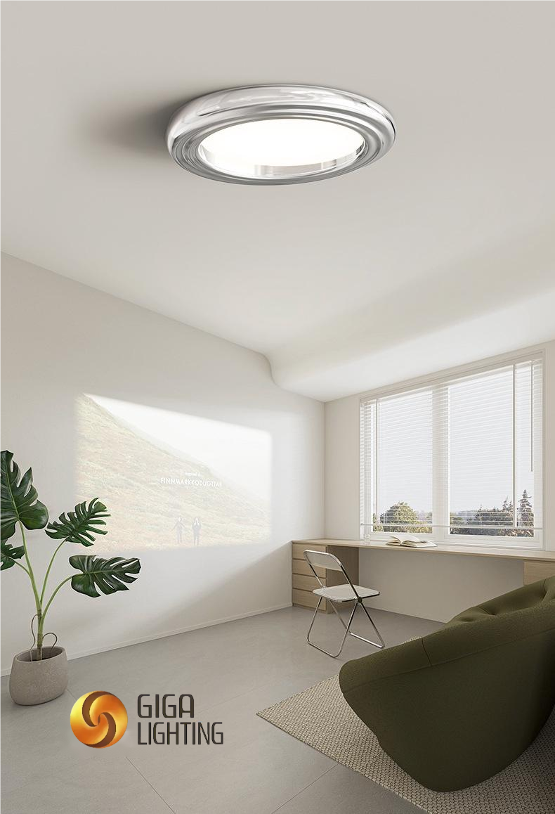 Bauhaus Schlafzimmerlampe Premium Sense Designer Silber Arbeitszimmer Wohnzimmer Vollspektrum Augenschutz Runde LED Deckenleuchten