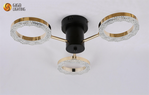 3light CE TÜV LED dekorative Deckenleuchte, Aluminium, ringförmiges Design, roségoldene Arme, integrierte LED-Streifenbeleuchtung