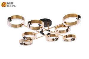 CE TÜV LED dekorative Deckenleuchte Aluminium ringförmige Arme Roségold mit LED-Streifen innen einzigartiges Design Massenproduktion Großhändler Direktfabrik 